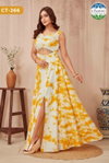 Ct 266 By Chansi Trendz Yellow Shibori Designer Gown Suppliers In India